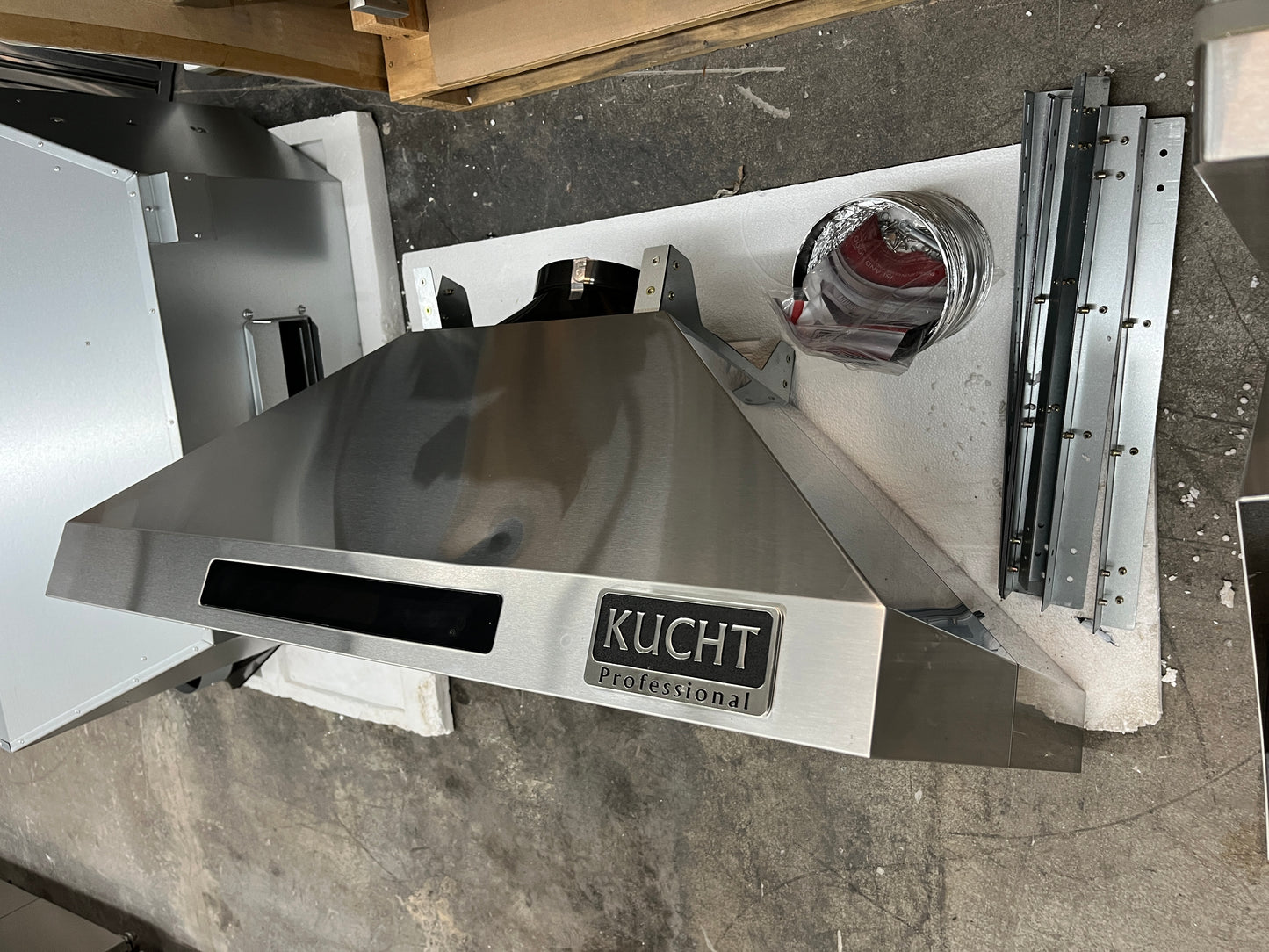 Kucht KRH3612IS Professional Series 36 Inch Pro Style Island Mount Ducted Hood 900 CFM, LED Lights, LED Lighting, Stainless Steel Baffle Filter, Remote Control, Dishwasher Safe Filters in Stainless Steel, 369240