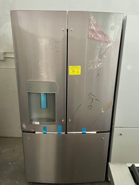 GE GFE28GYNFS 36 Inch French Door Refrigerator 27.7 Cu. Ft., TwinChill, Turbo Cool/Freeze, Show case LED, Shabbos Mode, Ice Maker, Ice & Water Dispenser ADA  ENERGY STAR Fingerprint Resistant Stainless Steel New Open Box 369525