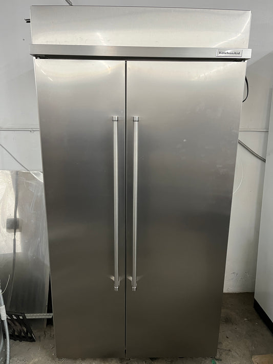 KitchenAid 42 Inch KBSN602ESS   Built In Side by Side Refrigerator in Stainless Steel, 369257