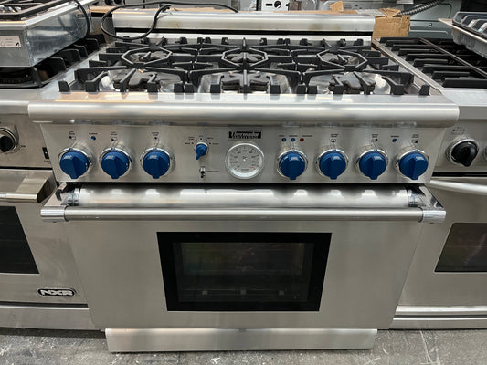 Thermador 36 Inch PRG366BS Natural Gas Range 6 Star Burners , Convection Oven, all gas, Stainless Steel , 369276