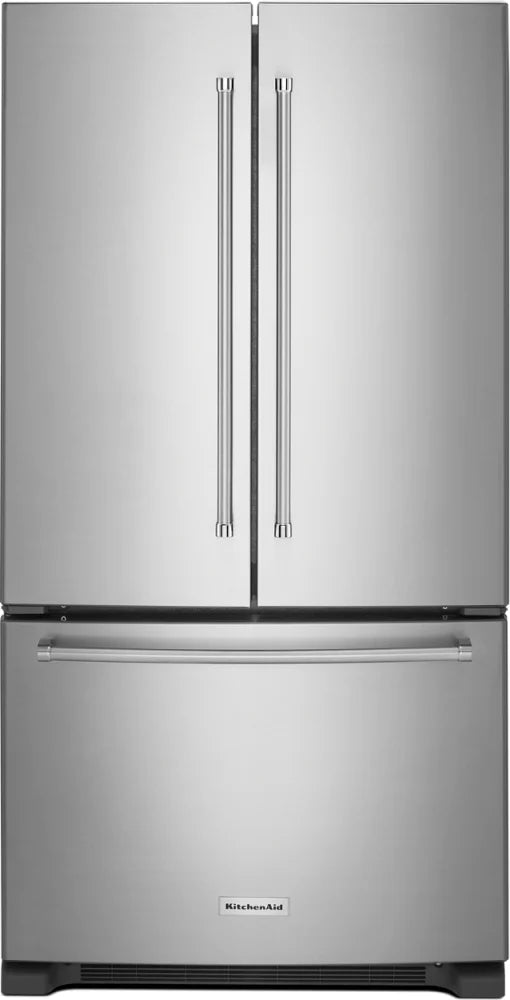KitchenAid KRFC300ESS 36 Inch Counter Depth French Door Refrigerator 20 Cu. Ft.,  Interior Water and Ice Dispenser Ice Maker, LED, Metal Wine Rack, ENERGY STAR Stainless Steel New Open Box 369523