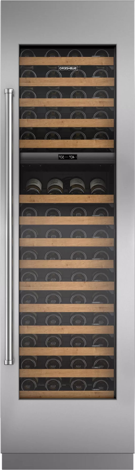 Sub-Zero  IW24RH 24 Inch Smart Wine Storage with 102-Bottle Capacity, 15 Cherrywood-Faced Shelves, Dual Temperature Zones, Star-K Certified Sabbath Mode and Digital Touch Sensor Control Panel: Right Hinge Door Swing , 369448
