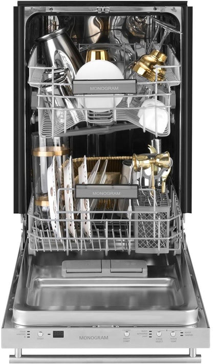 GE Monogram 18 inch Dishwasher Panel Ready ZDT165SILII 46 dBA Top Control Built-In Tub Custom Fully Integrated,Piranha Food Disposer,NSF Sanitize,Condensate Dry,46 dBA, 369052