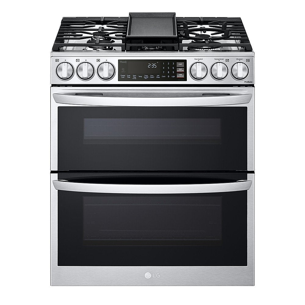 LG 30 Inch Slide-In Gas Smart Range Double Oven,Air Fry,LTGL6937F,6.9 Cu. Ft. Oven Capacity,ProBake Convection,EasyClean,SmoothTouch Glass Controls,WideView Window,Wi-Fi,ThinQ Technology,Ultra-Heat burner,Print Proof Stainless Steel,NEW,369122