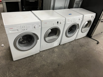 Bosch Axxis WAS20160UC 24 Inch Front-Load Washer 2.2 cu. ft., 15 Wash Programs, Touch Controls 1,000 RPM Spin Speed, Bosch Axxis  WTE86300US 24 Inch Ventless Electric Dryer with 3.9 cu. ft., 11 Drying Cycles, 4 Drying Options, LED Anticrease , 369297