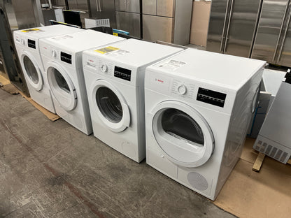 24 Inch Bosch Front Load Washer WAT28400UC and Electric Dryer WTG86403UC Set , White, Like New, Bosch 800 Series  WTG86403UC 24 Inch Electric Dryer 4 cu. ft. Capacity, Sensitive Drying System, AntiVibration,Energy Star, 369298
