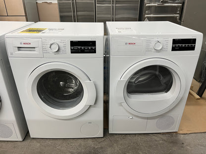 24 Inch Bosch Front Load Washer WAT28400UC and Electric Dryer WTG86403UC Set , White, Like New, Bosch 800 Series  WTG86403UC 24 Inch Electric Dryer 4 cu. ft. Capacity, Sensitive Drying System, AntiVibration,Energy Star, 369298