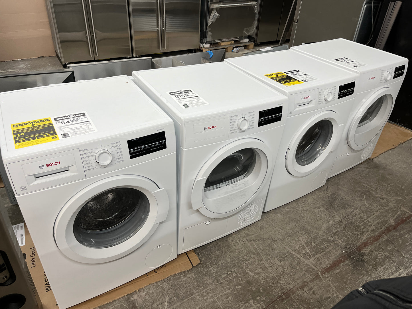24 Inch Bosch Front Load Washer WAT28400UC and  Bosch 800 Series  WTG86403UC 24 Inch Ventless Dryer 4 cu. ft. Capacity, Sensitive Drying System, AntiVibration,Energy Star, 369299