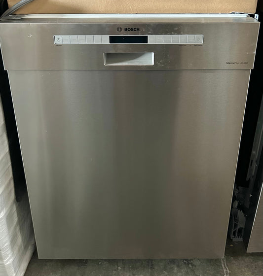 Bosch 300 Series SHE53B75UC 24 Inch Full Console Built-In Smart Dishwasher 15 Place Setting Capacity, 46 dBA, Recessed Handle, 3rd Rack, PercisionWash, PureDry, Rackmatic , 369493