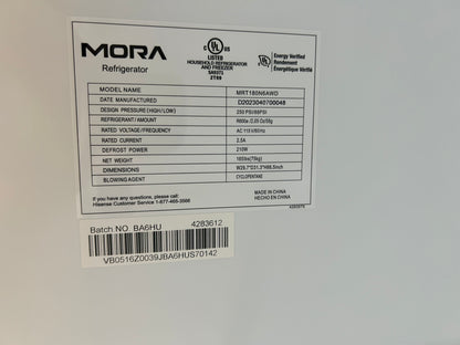 MORA MRT180N6AWD 18 cu ft Top Freezer Refrigerator New Open Box in White 369544