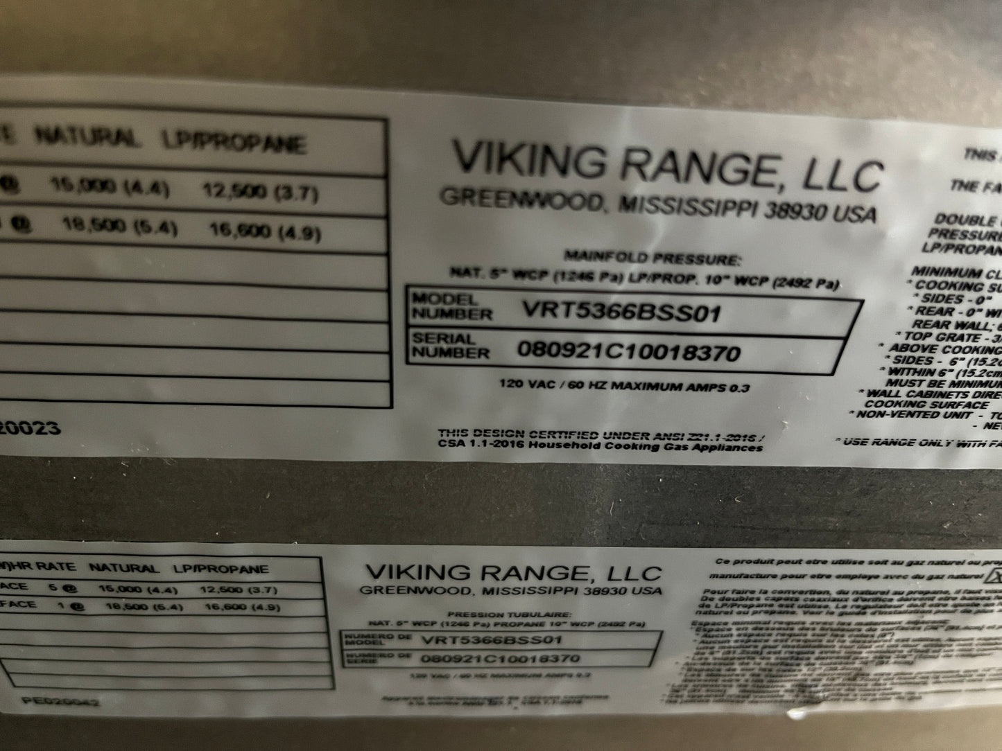 Viking 5 Series  VRT5366BSS 36 Inch Gas Rangetop with TruPower Plus, VSH Pro Sealed Burner System, VariSimmer Setting, Porcelain Cooking Surface, SureSpark Ignition System and SoftLit LED Light,: Natural Gas, 369341
