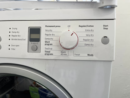 Bosch Axxis WAS20160UC 24 Inch Front-Load Washer 2.2 cu. ft., 15 Wash Programs, Touch Controls 1,000 RPM Spin Speed, Bosch Axxis  WTE86300US 24 Inch Ventless Electric Dryer with 3.9 cu. ft., 11 Drying Cycles, 4 Drying Options, LED Anticrease , 369296