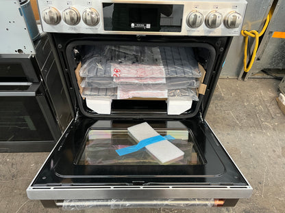 GE Cafe C2S900P2MS 30 Inch Slide-In Dual Fuel Smart Range with 6 Sealed Burners, 5.7 Cu. Ft. Oven Capacity, Warming Drawer, Continuous Grates, Self-Clean, Steam Clean,Shabbos Mode, 21K Triple Ring Burner, ADA,Stainless Steel, 999509