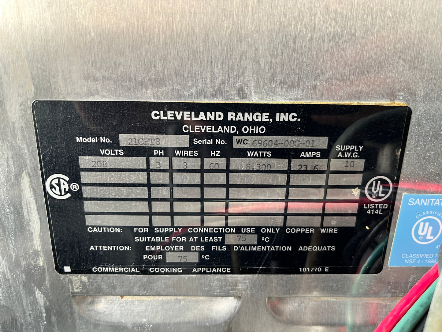 Cleveland 21CET8 (3) Pan Convection Steamer - Countertop, 208v/3ph , 369390