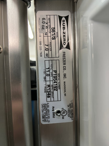 Subzero 36 Inch Built in Side By Side Refrigerator in Stainless Steel , Used , 999574