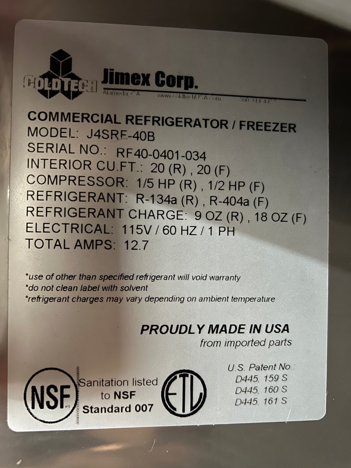 ColdTech J4SRF-40B 49 Inch 4-Door Commercial Refrigerator and Freezer , For Restaurant Stainless Steel 369111