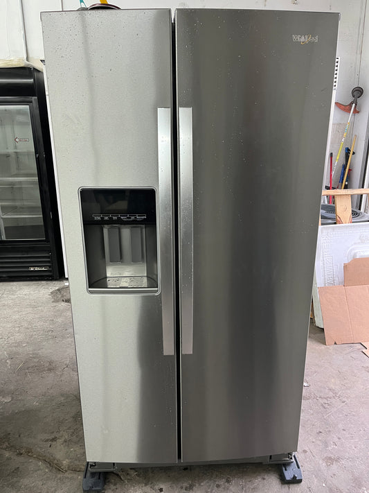 Whirlpool  WRS571CIHZ 36 Inch Counter Depth Side by Side Refrigerator  20.59 Cu. Ft. , In-Door-Ice Storage, Filtered Ice/Water Dispenser, FreshFlow Air Filter, ADA Compliant Fingerprint Resistant Stainless Steel, New Open Box, 369295