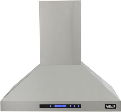 Kucht KRH3612IS Professional Series 36 Inch Pro Style Island Mount Ducted Hood with 900 CFM, LED Lights, LED Lighting, Stainless Steel Baffle Filter, Remote Control, Dishwasher Safe Filters in Stainless Steel, 369240