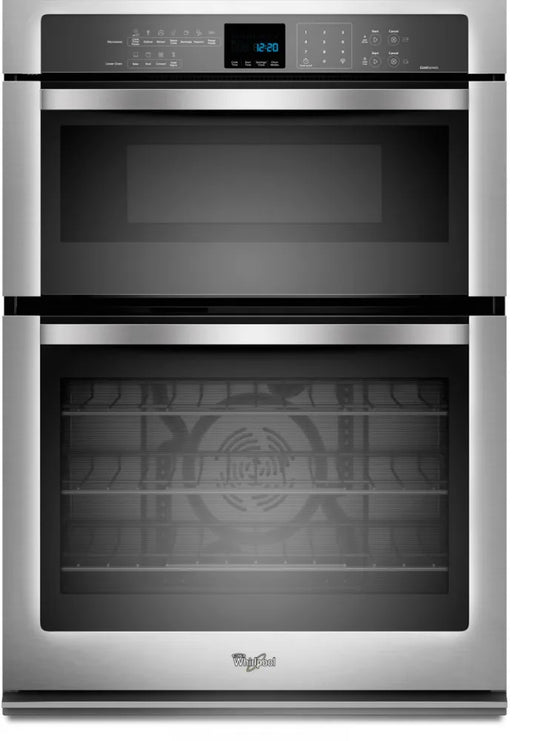 Whirlpool  WOC95EC0AS 30 Inch Microwave Combination Wall Oven , True Convection, Temperature Sensor, Self-Cleaning Oven, Hidden Bake Element, Star-K Certified Sabbath Mode, Stainless Steel, 369422