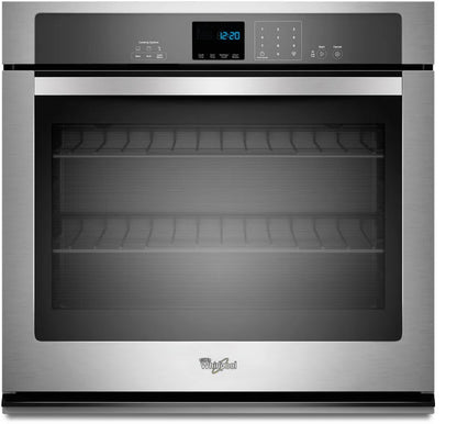 Whirlpool  WOS51EC0AS 30 Inch Single Electric Wall Oven with 5.0 cu. ft. Capacity, AccuBake, Hidden Bake Element, Extra-Large Oven Window, SteamClean, Precise Clean and Star-K Certified Sabbath Mode: Stainless Steel, 369246