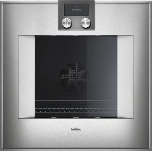 Gaggenau 400 Series  BO451611 24 Inch Single Electric Wall Oven 3.2 cu. ft. Convection Oven, Pyrolytic Self-Cleaning, Meat Probe, Star-K Sabbath Mode Handleless Side Swing Door Left Hinge ,Stainless Steel New Open Box  369461