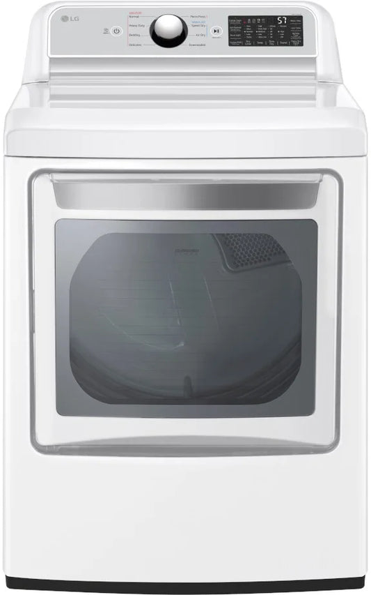 LG  DLE7400WE 27 Inch Electric Dryer 7.3 Cu. Ft., 8 Dry Cycles, 12 Dry Options, Sensor Dry, EasyLoad Door, ThinQ ,White , 369432