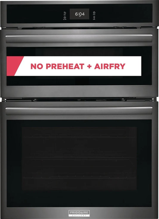 Frigidaire GCWM3067AD 30 Inch Combination Electric Wall Oven Air Fry, 7.0 Cu. Ft. , Convection Oven, Steam and Self Clean, Slow Cook, Steam Bake, Microwave Oven Combo, Black Stainless Steel , 369433