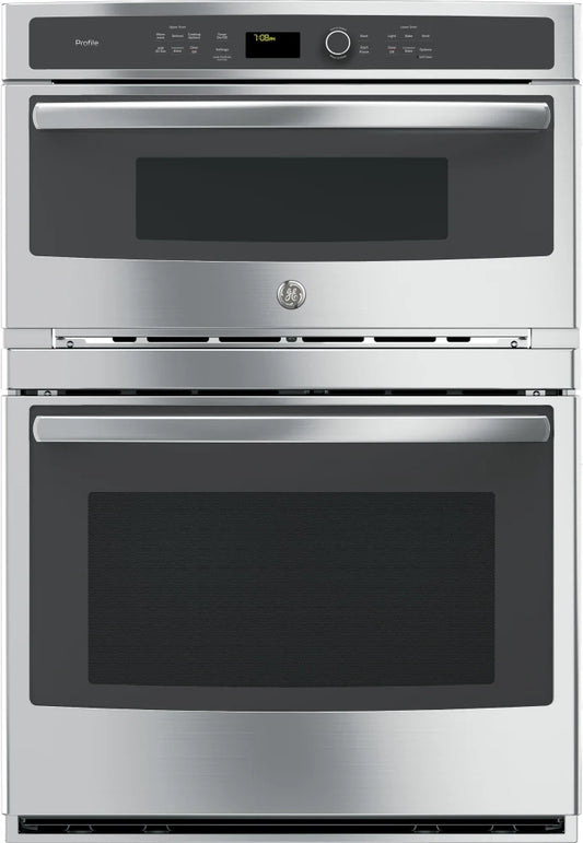 GE Profile  PT7800SHSS 30 Inch Combination Wall Oven True European Convection, Meat Probe, Proof Mode, Warm Mode, 5.0 cu. ft. Capacity, 1.7 cu. ft. Microwave, Glass Touch Controls, GE Fits! Guarantee, Self-Clean Steam Stainless Steel 369566