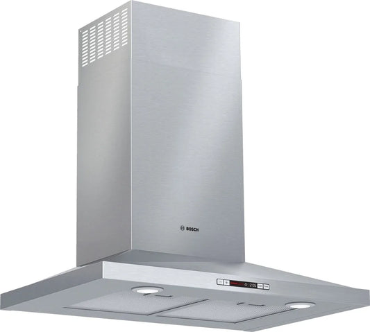 Bosch 300 Series  HCP36E52UC 36 Inch Wall Mount Chimney Range Hood 3-Speed 300 CFM Blower, Quiet Blower 1.5 Sones, LCD Touch Display, Mesh Filters, LED Lighting, Audible Tone Stainless Steel New