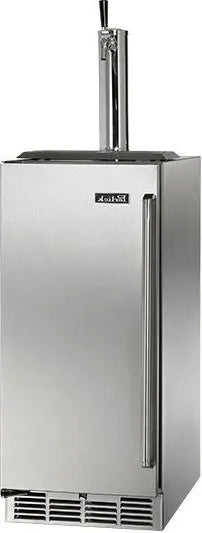Perlick Signature Series  HP15TS31L 15 Inch Built-in Indoor Beer Dispenser with 1 Sixth-Barrel Capacity, 525 BTU Compressor, 650SS Flow Control Faucet and Tapping System: Stainless Steel, Left Hinge Door Swing , 369522