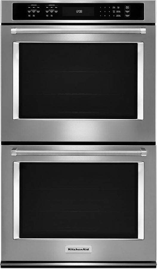 KitchenAid KODE500ESS 30 Inch Double Convection Electric Wall Oven with 10 cu. ft. , Self-Clean Oven, Even-Heat True Convection Oven, Temperature Probe, Even-Heat Preheat, Glass-Touch Display, and FIT System Guarantee: Stainless Steel, 369261