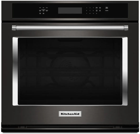 KitchenAid  KOSE500EBS 30 Inch Single Convection Electric Wall Oven 5 cu. ft., Even-Heat True Convection Oven, Self Clean, ADA Black Stainless Steel, PrintShield Finish, 369419
