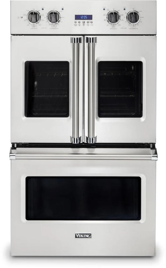 Viking 7 Series VDOF7301SS 30 Inch French Door Double Wall Oven Vari-Speed Dual Flow, Optional Preheat, Gourmet-Glo Glass, CoolLit LED lights, Halogen Lights, Steam Clean, Convection Bake True Convection, 369460