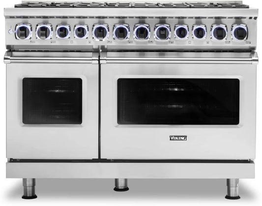 Viking 7 Series  VDR74828BSS 48 Inch Freestanding Professional Dual Fuel Range 8 Sealed Burners, Double Oven, 7.3 Cu. Ft. Total Capacity, Self-Clean, CoolLit LED Lights, VariSimmer, Elevation Burners Stainless Steel, Natural Gas 369550