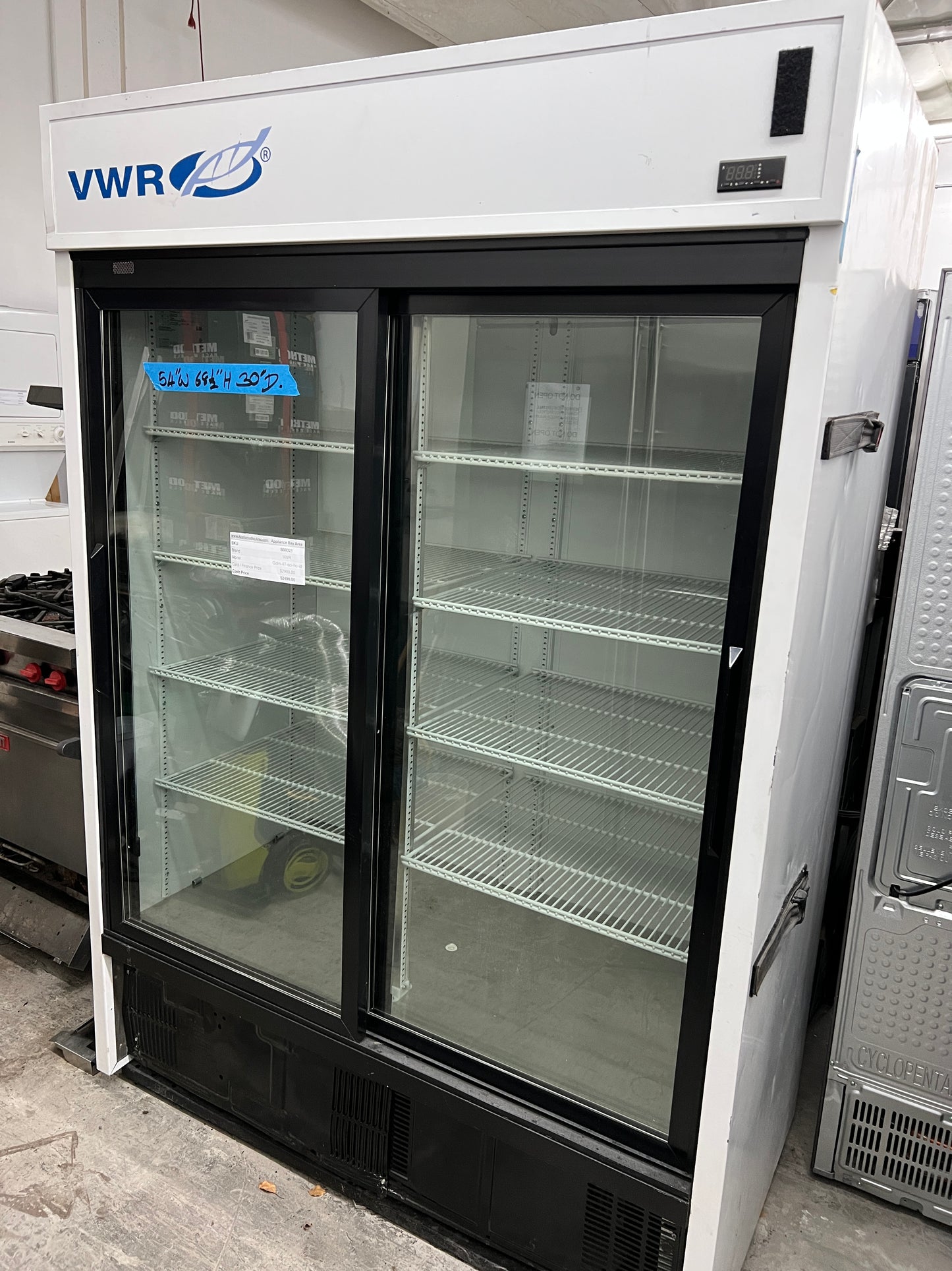 VWR 54 Inch Commercial Double See-Thru Glass Refrigerator GDM-47 -sci-hc-ld, For Restaurant, 888021